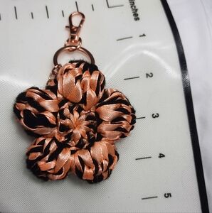 Chic Black and Gold Floral Key Holder And Bag Charm